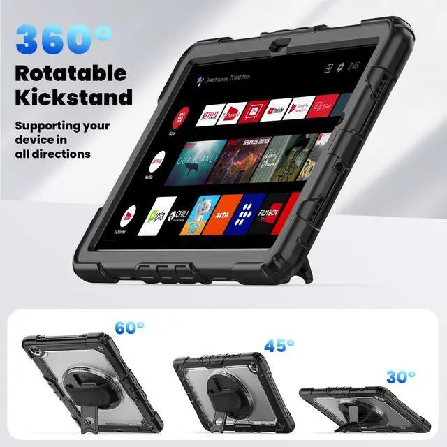 Alt view image 5 of 7 - Case for Galaxy Tab A9+ Plus 11 Inch, Protective with Screen Protector/Hand Strap/Pen Holder, Sturdy Shockproof for A9 Plus Tablet Case SM-X210 SM-X216 SM-X218 - Clear