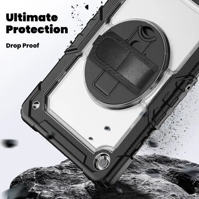 Alt view image 3 of 7 - Case for Galaxy Tab A9+ Plus 11 Inch, Protective with Screen Protector/Hand Strap/Pen Holder, Sturdy Shockproof for A9 Plus Tablet Case SM-X210 SM-X216 SM-X218 - Clear