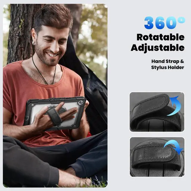 Alt view image 6 of 7 - Case for Galaxy Tab A9+ Plus 11 Inch, Protective with Screen Protector/Hand Strap/Pen Holder, Sturdy Shockproof for A9 Plus Tablet Case SM-X210 SM-X216 SM-X218 - Clear