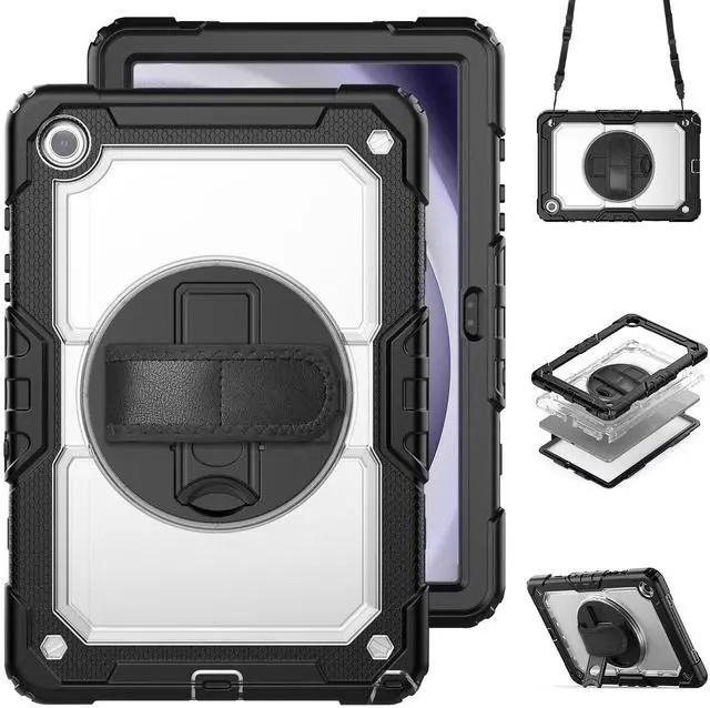 Main image of Case for Galaxy Tab A9+ Plus 11 Inch, Protective with Screen Protector/Hand Strap/Pen Holder, Sturdy Shockproof for A9 Plus Tablet Case SM-X210 SM-X216 SM-X218 - Clear