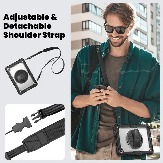 Alt view image 7 of 7 - Case for Galaxy Tab A9+ Plus 11 Inch, Protective with Screen Protector/Hand Strap/Pen Holder, Sturdy Shockproof for A9 Plus Tablet Case SM-X210 SM-X216 SM-X218 - Clear