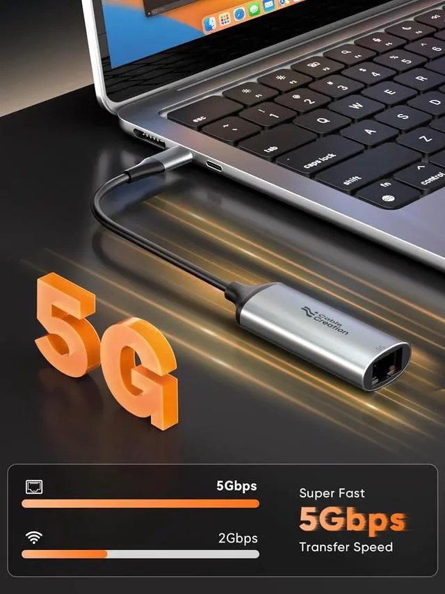 Alt view image 3 of 7 - CableCreation 5Gbps USB C to Ethernet Adapter, 5Gbps Type C to RJ45 Network LAN Internet Adapter Compatible with MacBook, XPS, Thunderbolt 5/4/3, Other USB-C Devices