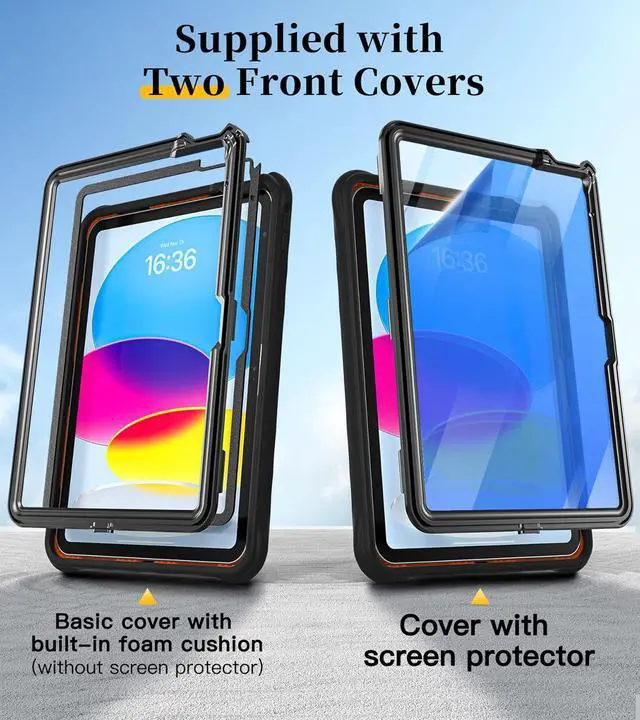 Alt view image 2 of 7 - Case for iPad (A16) 11th/10th Generation 11''/10.9'' 2025/2022, 4 Layers Military-Grade Full Body Protection Screen Protector 360° Rotating Handle Kickstand Shoulder Strap Kids-Friendly