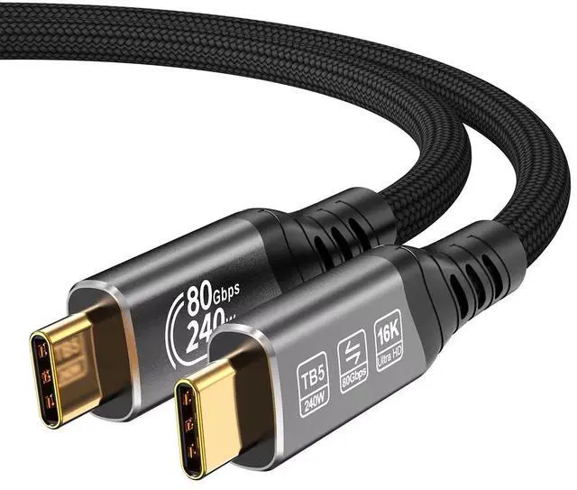 Alt view image 3 of 7 - USB4 for Thunderbolt 5 Cable 3.3ft (1m) 80Gbps, 240W PD Fast Charging, 16K/8K Video, Compatible with MacBook Pro/Air, iPad Pro, Dell XPS, Surface Laptop, Galaxy Book