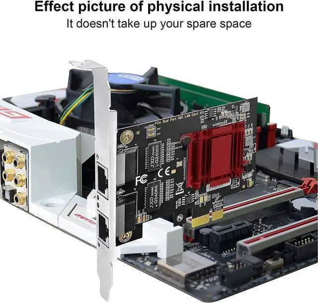Alt view image 3 of 7 - Dual-Port PCIe Gigabit Network Card 1000M PCI Express Ethernet Adapter with In-tel 82575/82576 Two Ports LAN NIC Card for Support PXE for Windows/Windows Server/Linux/Freebsd/DOS with Low Profile
