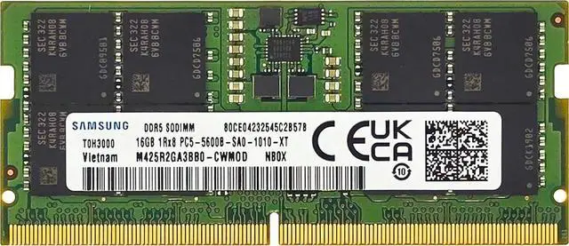 Main image of 16GB DDR5 5600MHz PC5-44800 CL46 SODIMM 1Rx8 Single Rank 1.1V 262-Pin Laptop RAM Memory M425R2GA3BB0-CWM