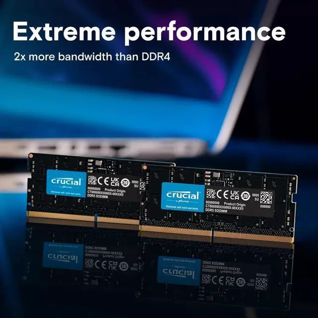 Alt view image 3 of 6 - 24GB DDR5 RAM, 5600MHz (or 5200MHz or 4800MHz) Laptop Memory, SODIMM 262-Pin, Compatible with 13th Gen In-tel Core and  Ryzen 6000 - CT24G56C46S5