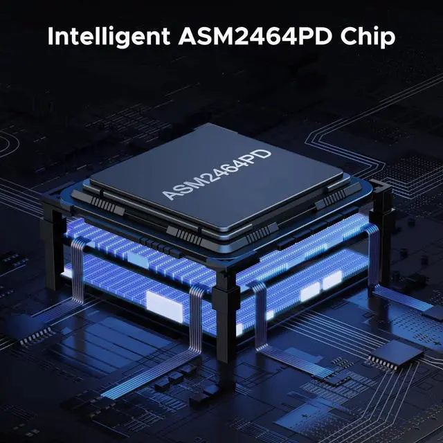 Alt view image 6 of 7 - 40Gbps M.2 NVMe SSD Enclosure, External SSD Drive with Double-Sided Fin Heat Dissipation, Compatible with Thunderbolt 4/3/USB4/3.2/2.0, Support M-Key/(M&B) Key 2280/2260/2242/2230 SSD Size