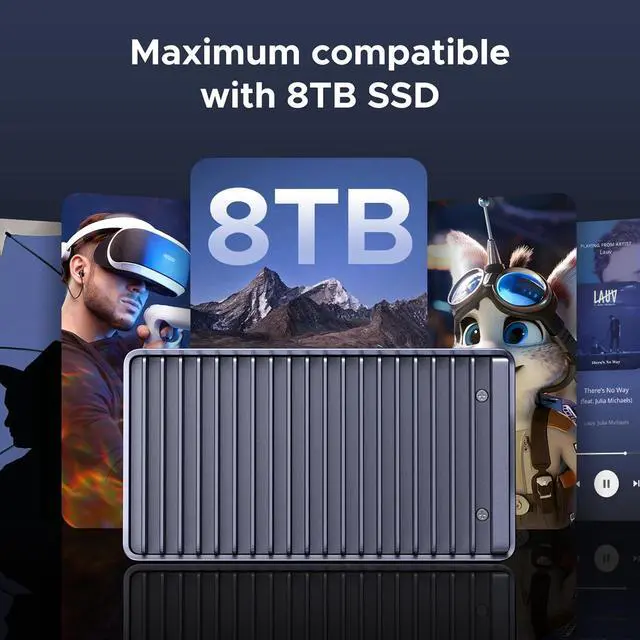 Alt view image 4 of 7 - 40Gbps M.2 NVMe SSD Enclosure, External SSD Drive with Double-Sided Fin Heat Dissipation, Compatible with Thunderbolt 4/3/USB4/3.2/2.0, Support M-Key/(M&B) Key 2280/2260/2242/2230 SSD Size
