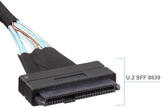 Alt view image 5 of 5 - SFF-8643 Mini SAS HD to SFF-8639 U.2 Internal NVMe SSD Hot-Swap Cable, PCIe 4.0 x4 85 Ohm with 15-Pin Power, Compatible with Enterprise Servers/Storage, 1m/3.3ft