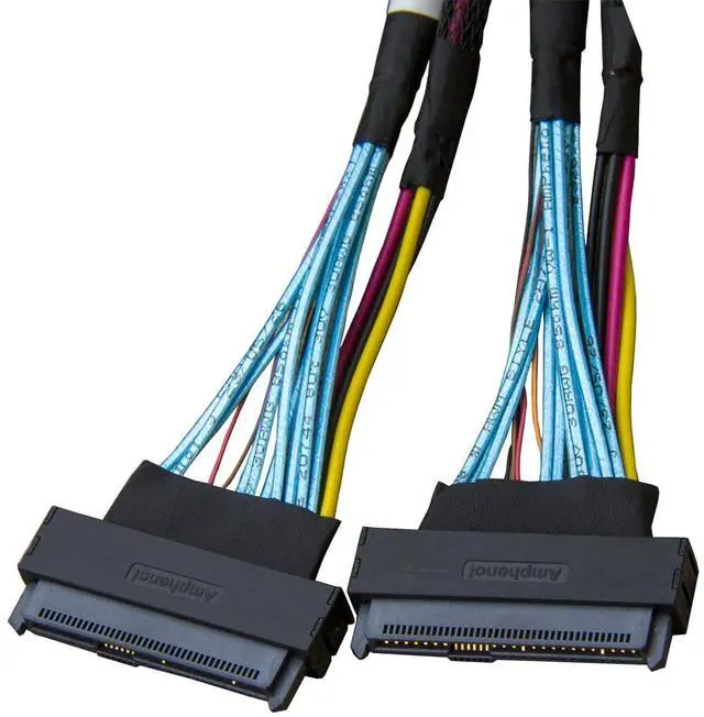 Alt view image 3 of 4 - PCIe 5.0 MCIO x8 to 2*U.2 NVMe Adapter, SFF-TA-1016 74Pin to 2*SFF-8639 68Pin Cable with Power, Mini Cooledge IO Cable 80CM