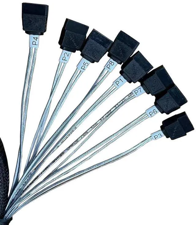 Alt view image 3 of 3 - MCIO x8 to 8*SATA ,SFF-TA-1016 74Pin to 8*SATA 7P, MCIO Host/RAID to SATA Target HD, 75CM Cable