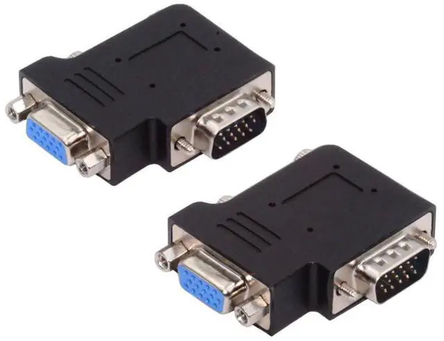 Main image of 2 Pack VGA Connectors,VGA SVGA D-Sub HDB15Pin 90 Degree Left/Right Angled Gender Changer Video Graphics Array Connector Adapter for Monitor/Projector/Graphics