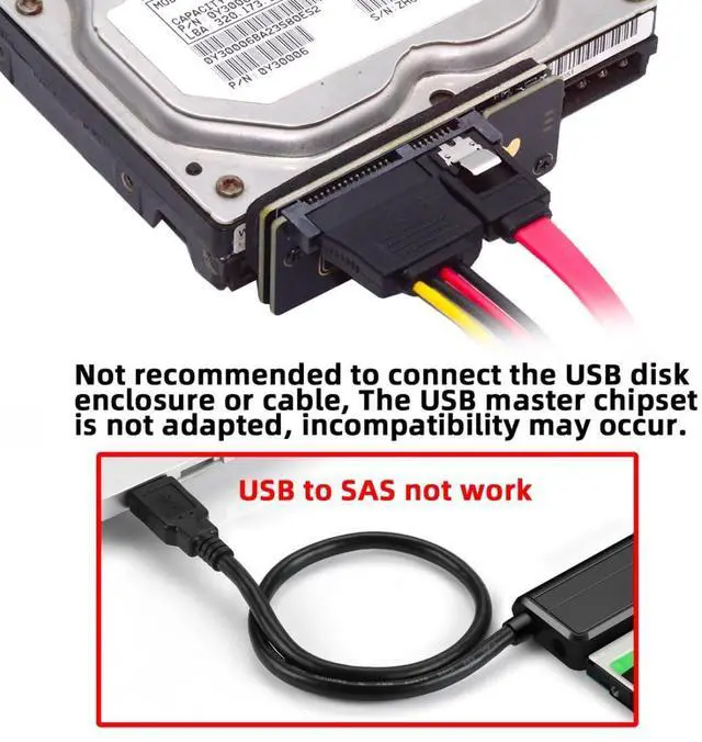 Alt view image 2 of 7 - SATA to SAS Adapter for 2.5/3.5" SFF-8482 SAS Hard Disks to Motherboard SATA Converter Adapter
