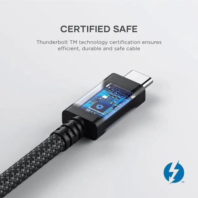 Alt view image 3 of 7 - USB C Thunderbolt 4 (3.2ft/1m), USBC to USB-C Cable, Supports 8K Display, 40Gbps Data Transfer, 240W PD Charging, for iPhone 15 Pro, MacBooks, iPad Pro (Thunderbolt Certified)