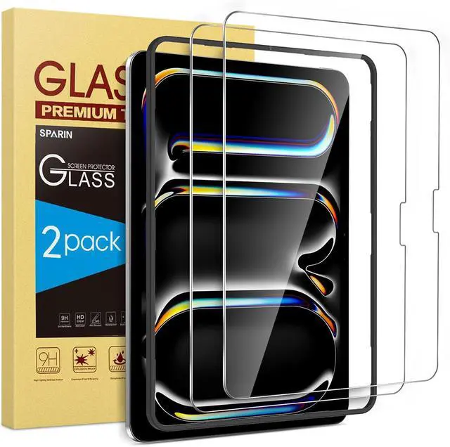 Main image of Screen Protector for iPad Pro 11 Inch 2024 M4 (5th Generation), 2 Pack Tempered Glass Film Guard for iPad Pro 11, Alignment frame, Case Friendly, Apple Pencil Pro Compatible