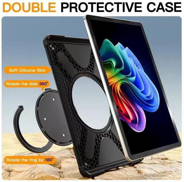 Alt view image 5 of 7 - Case for Microsoft Surface Pro 12 Inch 2025, All-in-One Rugged Transparent Protective Cover with Multi-Angle Kickstand & Pen Holder & Hand Strap, Compatible with Type Cover Keyboard, Black