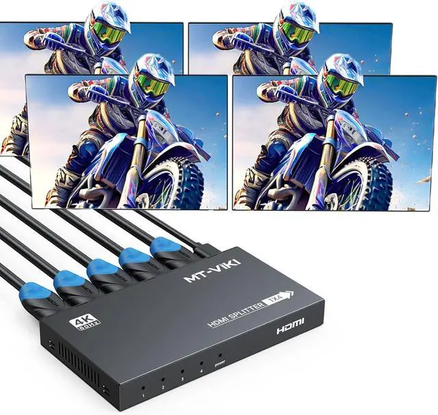 Alt view image 2 of 7 - MT-VIKI HDMI Splitter 4K@60Hz, HDMI Splitter 1 in 4 Out, RGB 4:4:4, HDMI2.0b, HDCP2.2, 18Gbps, Full UHD Distributor for PS4 Fire Stick HDTV