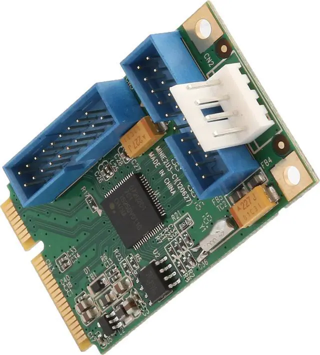 Alt view image 2 of 4 - Syba IO Crest SD-MPE20215 Mini PCI-Express USB 3.0 Host Controller Card with Renesas D720201 chipset. Windows OS XP 7 Server 2008 R2.