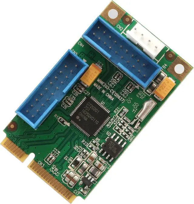 Main image of Syba IO Crest SD-MPE20215 Mini PCI-Express USB 3.0 Host Controller Card with Renesas D720201 chipset. Windows OS XP 7 Server 2008 R2.