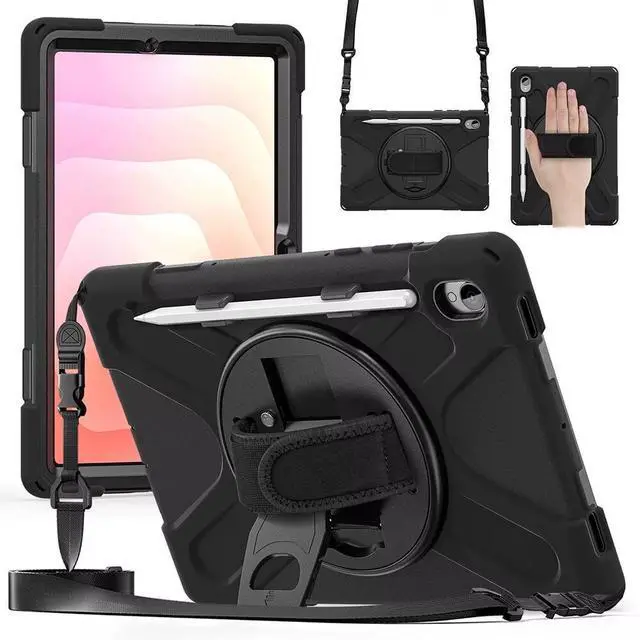 Main image of Case for Galaxy Tab S11 X730/X736/X736B Case 11", Shockproof Protective Case with Pencil Holder, 360° Rotating Hand Strap & Stand, Shoulder Strap, Black