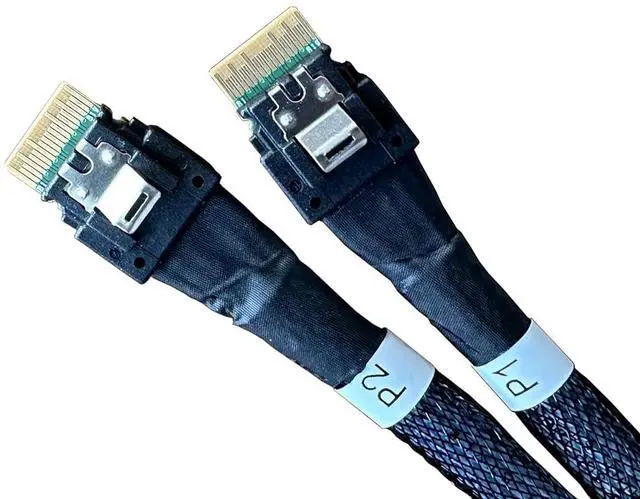 Alt view image 4 of 5 - MCIOx8 to 2*Slim SASx4, SFF-TA-1016 74Pin to 2*SFF-8654 38Pin,PCIe Gen5 Mini Cooledge IO,Double Straight Cable 80CM(CBL-MCIO-1255S4Y)