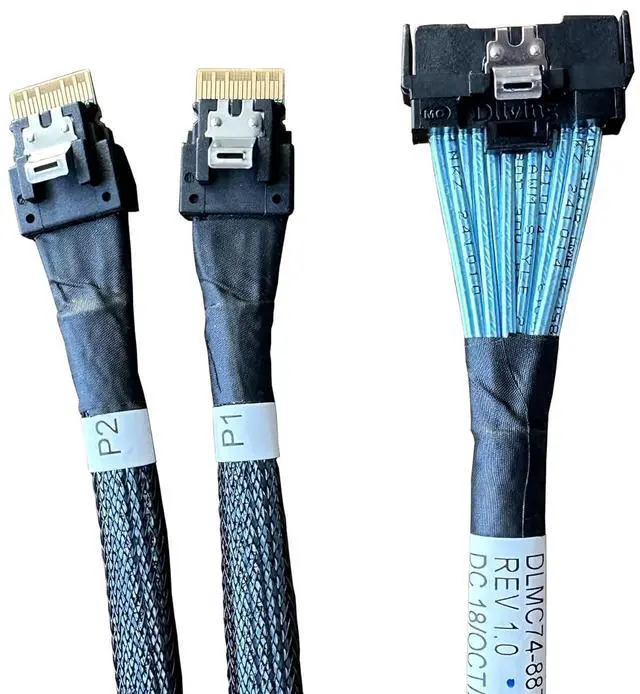 Main image of MCIOx8 to 2*Slim SASx4, SFF-TA-1016 74Pin to 2*SFF-8654 38Pin,PCIe Gen5 Mini Cooledge IO,Double Straight Cable 80CM(CBL-MCIO-1255S4Y)