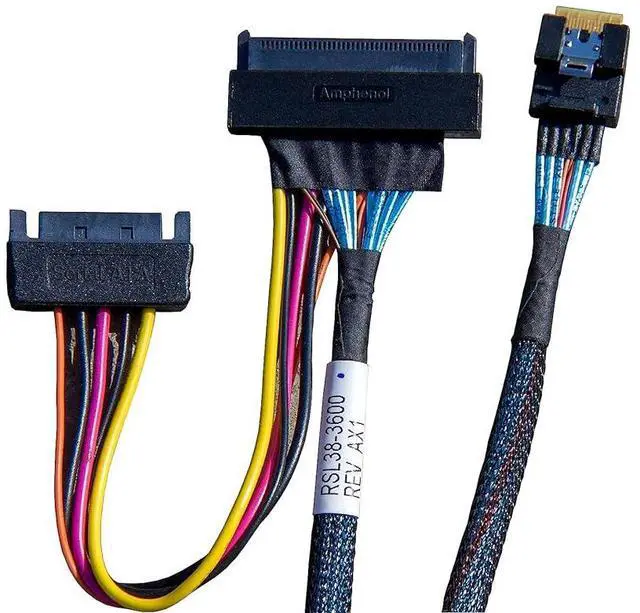 Main image of PCIe 4.0 SlimsSAS x4 to U.3 NVMe Adapter,SFF-8654 38Pin to SFF-8639 68Pin Cable,with SATA Power,75cm