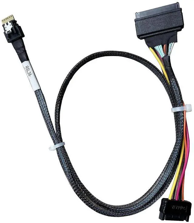 Alt view image 2 of 6 - PCIe 4.0 SlimsSAS x4 to U.3 NVMe Adapter,SFF-8654 38Pin to SFF-8639 68Pin Cable,with SATA Power,75cm
