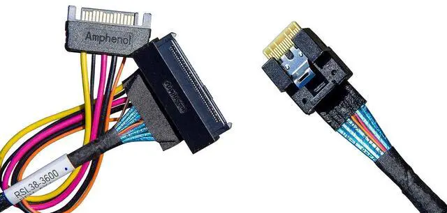Alt view image 6 of 6 - PCIe 4.0 SlimsSAS x4 to U.3 NVMe Adapter,SFF-8654 38Pin to SFF-8639 68Pin Cable,with SATA Power,75cm