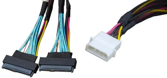 Alt view image 3 of 3 - MCIO x8 to 2*U.2 NVMe Adapter,SFF-TA-1016 74Pin to 2*SFF-8639 68Pin Cable with Power,PCIe 4.0 Mini Cooledge IO Cable 80CM