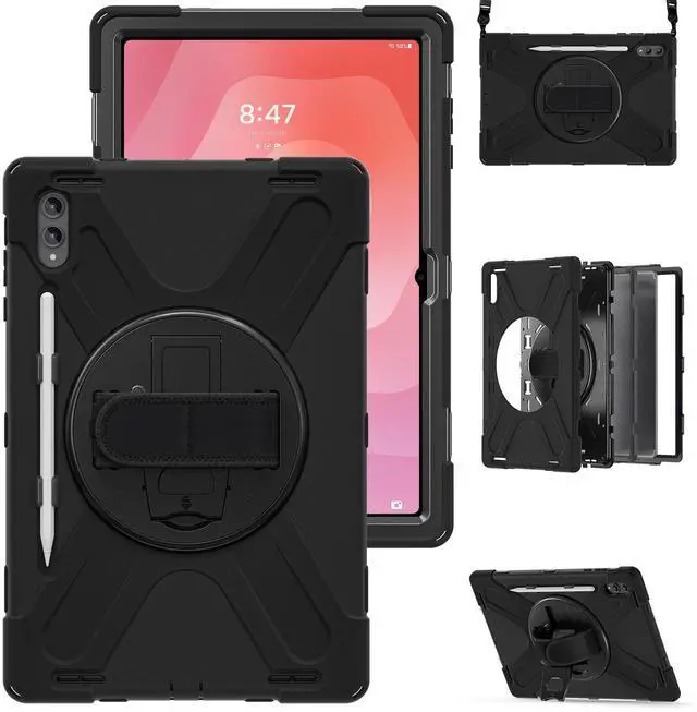 Alt view image 3 of 7 - Shockproof Protective Case for Galaxy Tab S11 Ultra 14.6 inch with Pen Slot,Hand Strap & Kickstand | Shoulder Strap | Black Rugged Cover | Hard Shell Design | Model# S11 Ultra