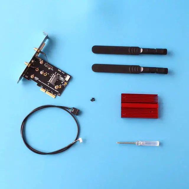 Alt view image 5 of 5 - ADT-Link M.2 E-Key to PCIe 4.0 x4 Adapter with Antenna and Aluminum Heat Sink Support 2230 2242 Network Card Gen4x2 (R25C)