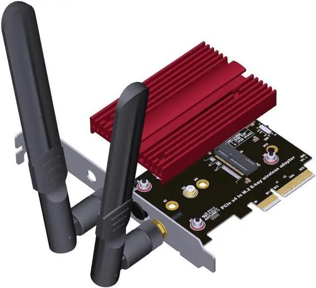 Main image of ADT-Link M.2 E-Key to PCIe 4.0 x4 Adapter with Antenna and Aluminum Heat Sink Support 2230 2242 Network Card Gen4x2 (R25C)