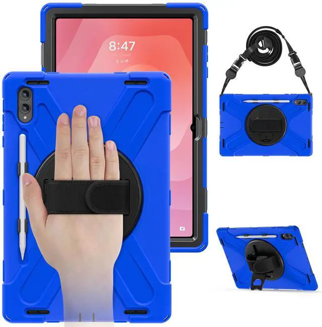 Main image of Shockproof Protective Case for Galaxy Tab S11 Ultra 14.6 inch with Pen Slot,Hand Strap & Kickstand | Shoulder Strap | Black Rugged Cover | Hard Shell Design | Model# S11 Ultra Blue