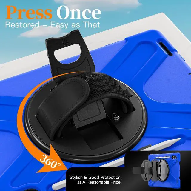 Alt view image 7 of 7 - Shockproof Protective Case for Galaxy Tab S11 Ultra 14.6 inch with Pen Slot,Hand Strap & Kickstand | Shoulder Strap | Black Rugged Cover | Hard Shell Design | Model# S11 Ultra Blue