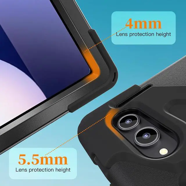 Alt view image 3 of 7 - Compatible with Sam-sung Galaxy Tab S11 Ultra 14.6" 2025 (SM-X930/SM-X936B) Case with Pen Holder,Military Grade Shockproof Protective Cover Stand Hand Strap&Shoulder Strap Swivel Kickstand(Black)