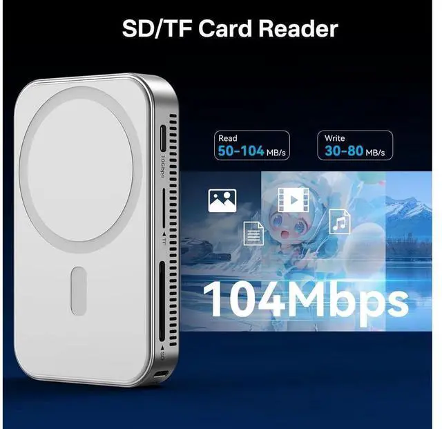 Alt view image 4 of 7 - 10Gbps Magnetic M.2 NVMe SSD Enclosure & USB C Docking Station with Cooling Fan for iPhone 16 15 Pro/Pro Max/Plus ProRes,Tool Free Installation,Support SSD Size 2230/2242/2260/2280 B+M M-Key