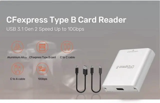 Alt view image 7 of 7 - PH862 CFexpress CFE Card Reader USB3.1 GEN 2 10Gbps Card Reader High-Speed Laptop Card Reader for Z6/Z7 1DX3 Cameras Card, White, 500329901