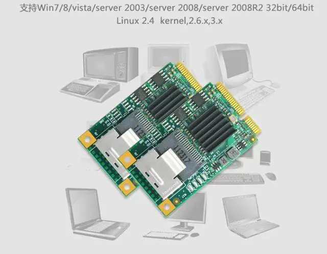 Alt view image 5 of 6 - 6Gb/s Mini PCIe to 4-Port SATA3 Expansion Card