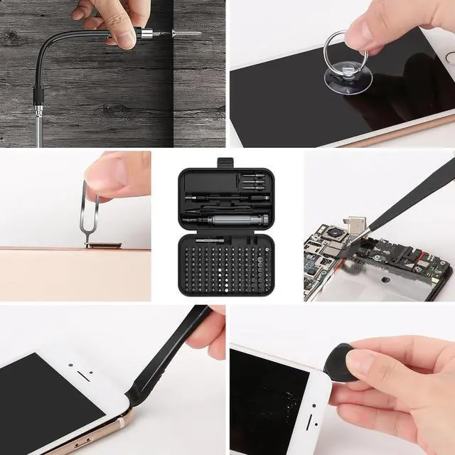 Alt view image 6 of 7 - Precision Screwdriver Set,150 in 1 Electronics Tool Kit with 120 Bits Magnetic Screwdriver Set & 30-bit Magnetic Set Handy Repair Tool for Computer Phone Watch Camera Laptop, Black