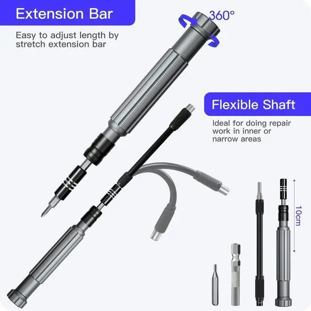 Alt view image 4 of 7 - Precision Screwdriver Set,150 in 1 Electronics Tool Kit with 120 Bits Magnetic Screwdriver Set & 30-bit Magnetic Set Handy Repair Tool for Computer Phone Watch Camera Laptop, Black