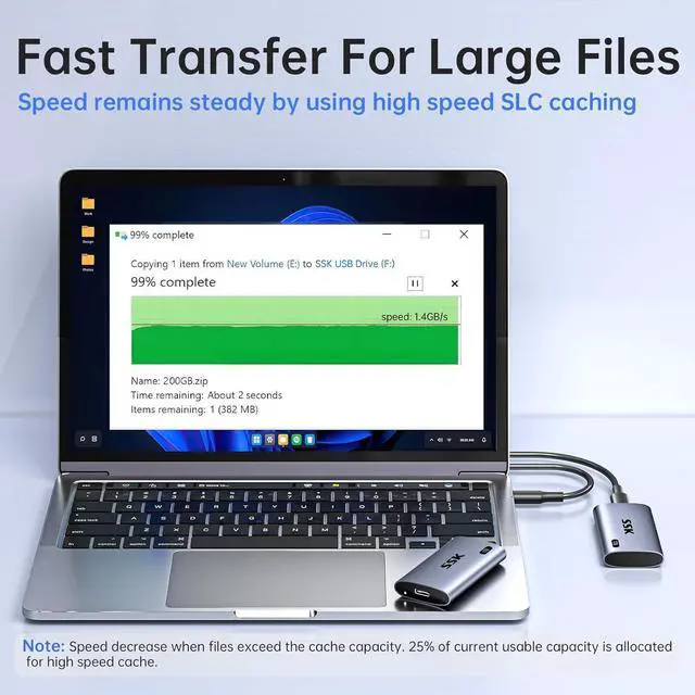 Alt view image 7 of 7 - SSK Portable SSD 1 TB, up to 2000 MB/s External Solid State Drives, USB 3.2 Gen2X2 NVMe SSD External Hard Drive, Ultra Low Power for iPhone 15/ MacBook/Pro/OTG Phone/Laptops