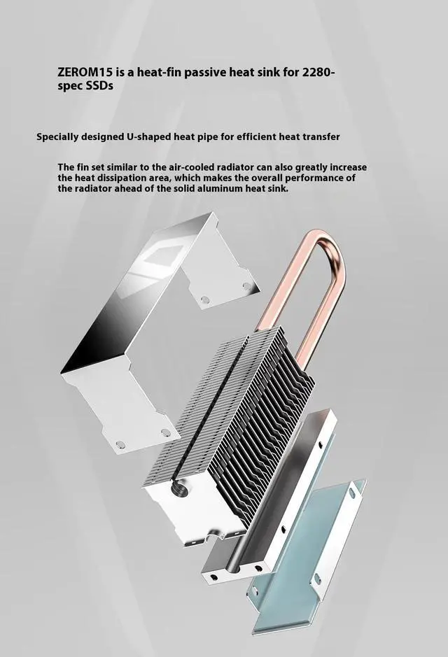 Alt view image 2 of 7 - ID-COOLING ZEROM15 m.2 All Aluminum NVMe Hard Disk M2 Solid State Fans & Cooling Thermal Conductivity for Computer Application PC
