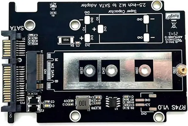 Alt view image 3 of 5 - ADT-R74 R27 M.2 to U.2/U.3/SATA Adapter Hard Drive Enclosure CNC Aluminum Alloy Compatible with NVMe SSD (R74S-02F)