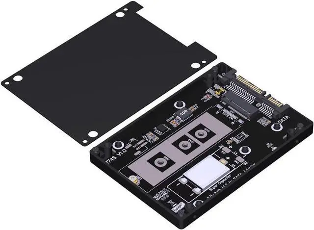 Main image of ADT-R74 R27 M.2 to U.2/U.3/SATA Adapter Hard Drive Enclosure CNC Aluminum Alloy Compatible with NVMe SSD (R74S-02F)