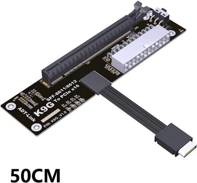 Alt view image 6 of 7 - ADT-K993G-BK7 PCIE 5.0 X4 / M.2 NVMe to OCuLink SFF-8611 External Dock Adapter Compatible with NUC STX ITX Motherboard Mini PC (K993G-BK7-F4Q-50cm)