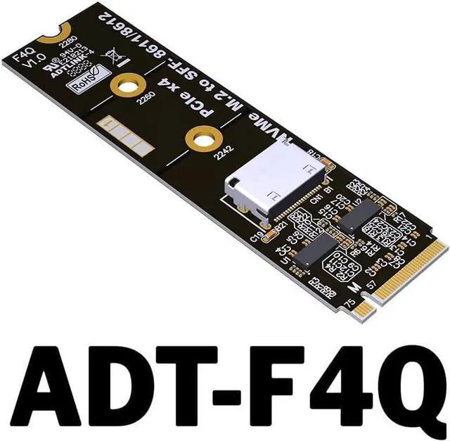 Alt view image 4 of 7 - ADT-K993G-BK7 PCIE 5.0 X4 / M.2 NVMe to OCuLink SFF-8611 External Dock Adapter Compatible with NUC STX ITX Motherboard Mini PC (K993G-BK7-F4Q-50cm)
