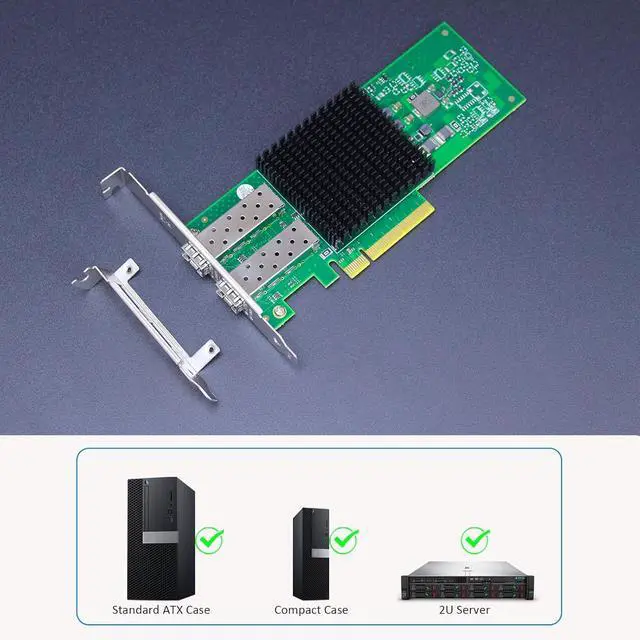 Alt view image 6 of 7 - ST7477 2-Port 10Gb SFP+ Network Card (Ethernet PCIE NIC) with Broadcom BCM57302 Controller, PCIe 3.0 X8 Interface