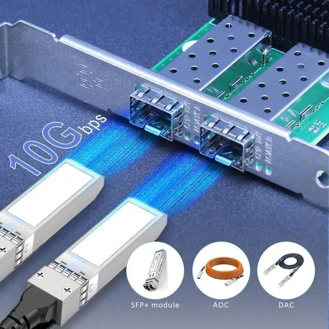 Alt view image 3 of 7 - ST7477 2-Port 10Gb SFP+ Network Card (Ethernet PCIE NIC) with Broadcom BCM57302 Controller, PCIe 3.0 X8 Interface
